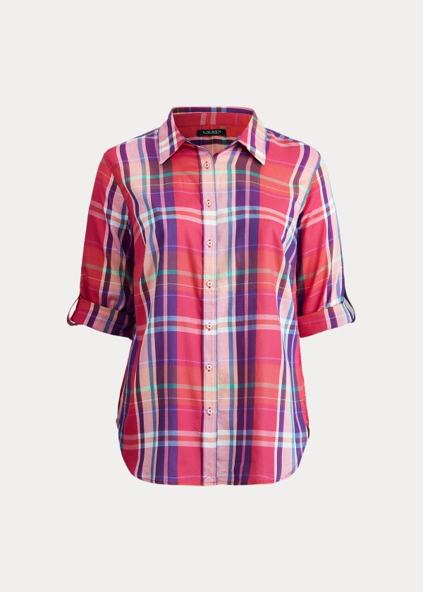 Women's Ralph Lauren Plaid Cotton Twill Shirts | 517386PWI